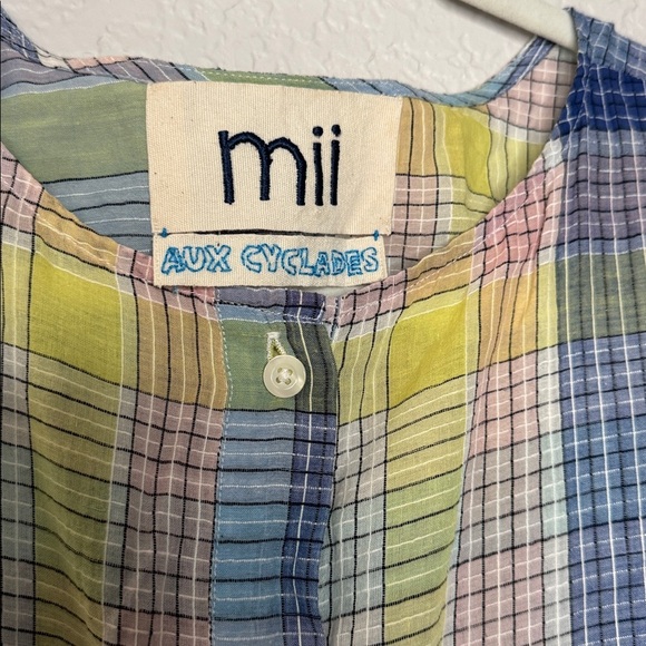 Mii Collection Handwoven Plaid Blue Small Midi Dress Lightweight Summer Colorful - Picture 3 of 8